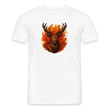 Burning deer in flames - Men's T-Shirt - white - Front - AI Model Male 178 dark (178cm)