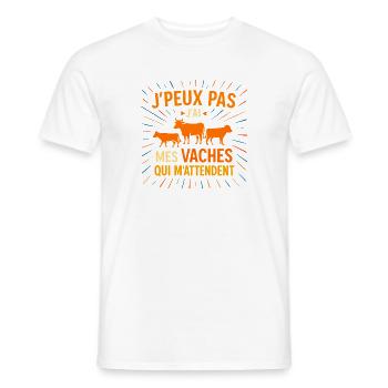 Ich kann nicht, ich habe meine Kühe - Männer T-Shirt - Weiß - Vorne - AI Model Male 178 dark (178cm)