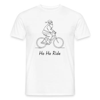 Ho Ho Ride Minimalist Line of Santa Claus on bike - Men's T-Shirt - white - Front - AI Model Male 178 dark (178cm)