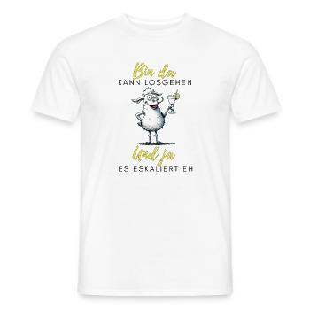 Bin da Und ja Partyschaf - Männer T-Shirt - Weiß - Vorne - AI Model Male 178 dark (178cm)
