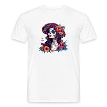 Zuckerschädel mit Blumenhut - Männer T-Shirt - Weiß - Vorne - AI Model Male 178 dark (178cm)