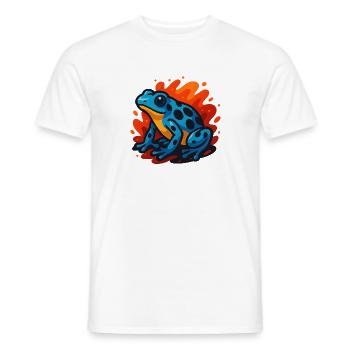 Blauer Pfeilgiftfrosch im flammenden Hintergrund - Männer T-Shirt - Weiß - Vorne - AI Model Male 178 dark (178cm)