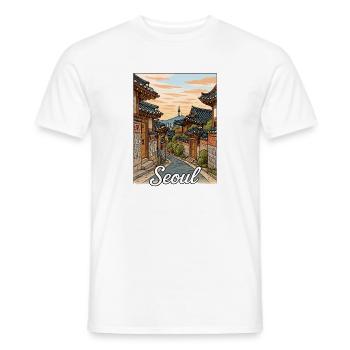 Séoul, Corée du Sud - T-shirt homme - blanc - Devant - AI Model Male 178 dark (178cm)