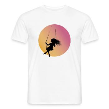 Silhouette de fille sur la balançoire au coucher du soleil - T-shirt homme - blanc - Devant - AI Model Male 178 dark (178cm)