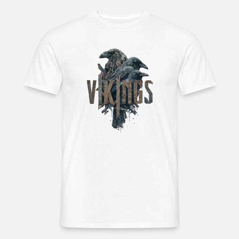 Odin-Crows-Vikings-Sword-Edda - Männer T-Shirt - Weiß