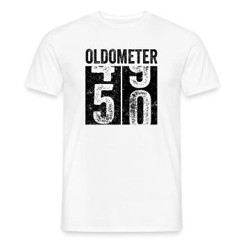 50th Birthday Gift Funny Oldometer 49-50  - Männer T-Shirt - Weiß - Vorne - AI Model Male 178 dark (178cm)