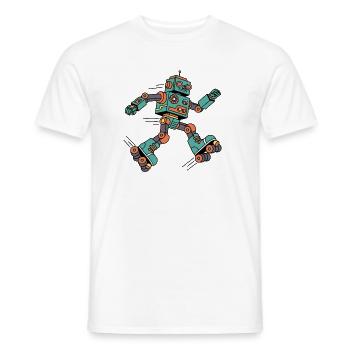 Robot Skater Cartoon Retro - Men's T-Shirt - white - Front - AI Model Male 178 dark (178cm)