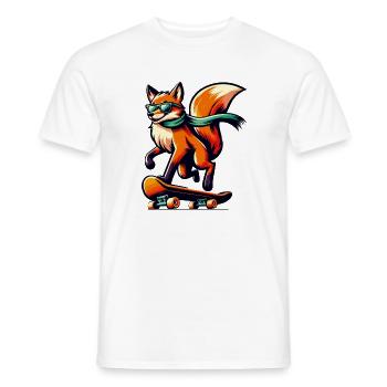 Skater Fuchs mit Sonnenbrille, Schal & Style - Männer T-Shirt - Weiß - Vorne - AI Model Male 178 dark (178cm)