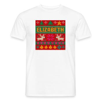 Festlicher Name Elizabeth Hässlicher Weihnachtsstil, Weihnachten - Männer T-Shirt - Weiß - Vorne - AI Model Male 178 dark (178cm)