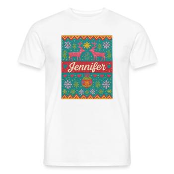 Festlicher Name Jeniffer Hässlicher Weihnachtsstil, Weihnachten - Männer T-Shirt - Weiß - Vorne - AI Model Male 178 dark (178cm)