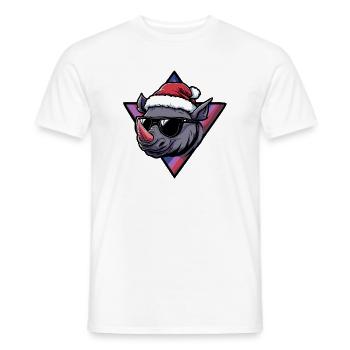 Rhino Santa with sunglasses - Men's T-Shirt - white - Front - AI Model Male 178 dark (178cm)