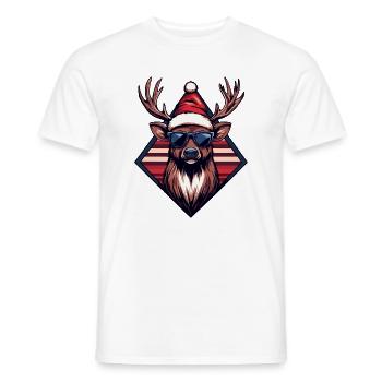 Reindeer with Santa hat and sunglasses - Men's T-Shirt - white - Front - AI Model Male 178 dark (178cm)