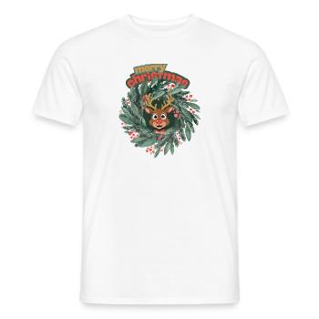 Mignon renne dans la couronne de Noël - T-shirt homme - blanc - Devant - AI Model Male 178 dark (178cm)