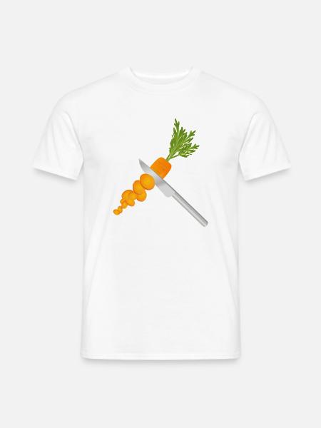 Sliced carrot with knife – kitchen motif - Men's T-Shirt - white