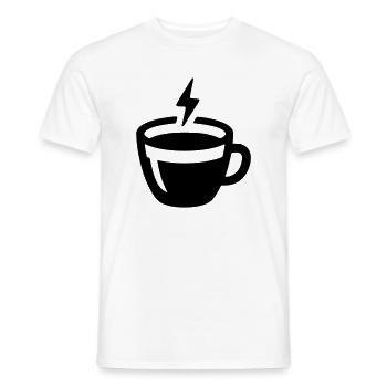 Energie-Kick: Kaffee-Tasse mit Blitz-Symbol - Männer T-Shirt - Weiß - Vorne - AI Model Male 178 dark (178cm)