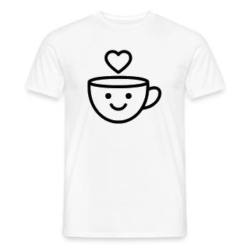 Tasse de bonjour avec un cœur pour vous - T-shirt homme - blanc - Devant - AI Model Male 178 dark (178cm)