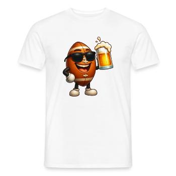 Bierheld Football Cartoon mit Sonnenbrille - Männer T-Shirt - Weiß - Vorne - AI Model Male 178 dark (178cm)