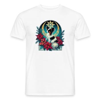 Papillon céleste parmi les poinsettias - T-shirt homme - blanc - Devant - AI Model Male 178 dark (178cm)