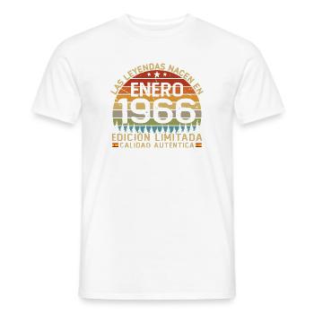 Né en janvier 1966, 60 ans d’anniversaire - T-shirt homme - blanc - Devant - AI Model Male 178 dark (178cm)