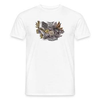 Goldene Blüten Ornamente Kontrast - Männer T-Shirt - Weiß - Vorne - AI Model Male 178 dark (178cm)