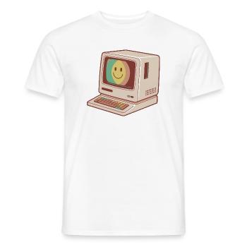 Ordi rétro sourire pastel vert jaune rouge - T-shirt homme - blanc - Devant - AI Model Male 178 dark (178cm)