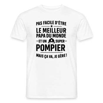 Pompier – Super Papa Pompier - T-shirt homme - blanc - Devant - AI Model Male 178 dark (178cm)