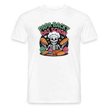 Daddy bakes this nice skeleton chef - Men's T-Shirt - white - Front - AI Model Male 178 dark (178cm)