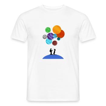 Astronaut hält Planetenballons Kosmische Reise T - Männer T-Shirt - Weiß - Vorne - AI Model Male 178 dark (178cm)