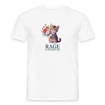 Rage Consumes me - Funny Cat T-Shirt - Men's T-Shirt - white - Front - AI Model Male 178 dark (178cm)