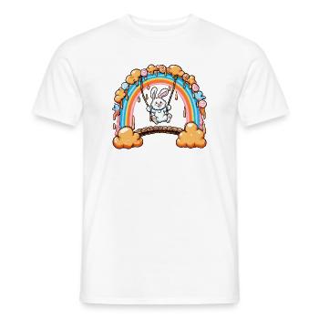 Hoppelhase Regenbogen-Schaukel - Männer T-Shirt - Weiß - Vorne - AI Model Male 178 dark (178cm)