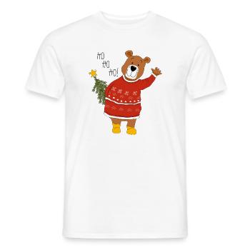 Bär mit Weihnachtsbaum - Männer T-Shirt - Weiß - Vorne - AI Model Male 178 dark (178cm)