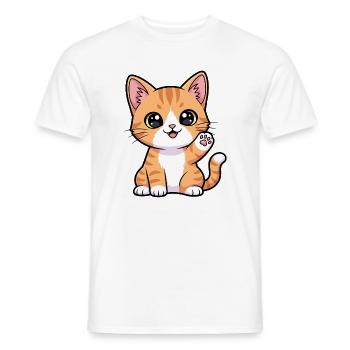 Chaton Roux Pattes Ensoleillées - T-shirt homme - blanc - Devant - AI Model Male 178 dark (178cm)