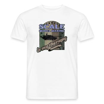 Thérapie de modélisme - T-shirt homme - blanc - Devant - AI Model Male 178 dark (178cm)
