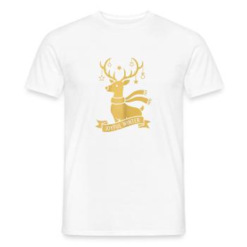 Golden Reindeer – Joyful Winter Design - Männer T-Shirt - Weiß - Vorne - AI Model Male 178 dark (178cm)