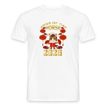 Jahr des Pferdes 2026 Chinesisches Neujahr - Männer T-Shirt - Weiß - Vorne - AI Model Male 178 dark (178cm)