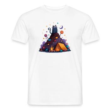 Cat camp at the volcano - Men's T-Shirt - white - Front - AI Model Male 178 dark (178cm)