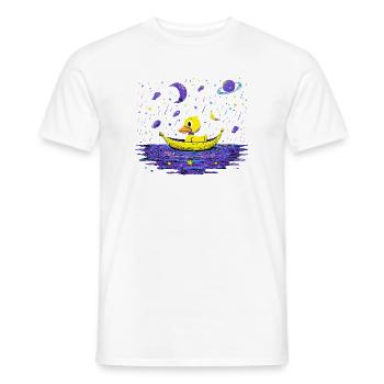 Cosmos duck on the sea at night - Men's T-Shirt - white - Front - AI Model Male 178 dark (178cm)