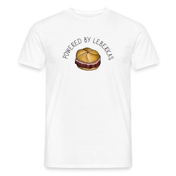 Powered by Leberkas – Leberkäse Spruch - Männer T-Shirt - Weiß - Vorne - AI Model Male 178 dark (178cm)
