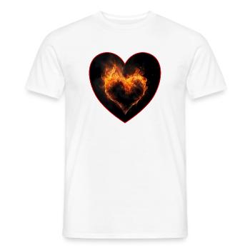 Heart of Flames as a declaration of love - Men's T-Shirt - white - Front - AI Model Male 178 dark (178cm)