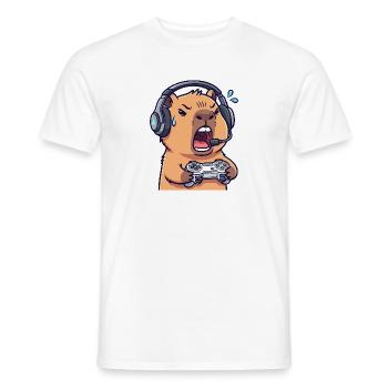 Capybara Gamer Edgy – Videospiel-Humor-T-Shirt - Männer T-Shirt - Weiß - Vorne - AI Model Male 178 dark (178cm)