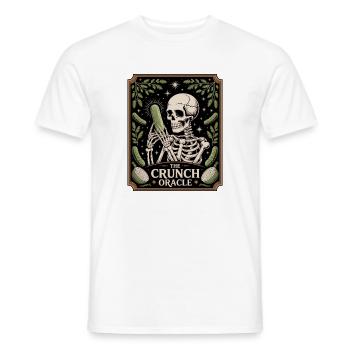 The Crunch Oracle Skeleton With Cucumber Humor - Men's T-Shirt - white - Front - AI Model Male 178 dark (178cm)