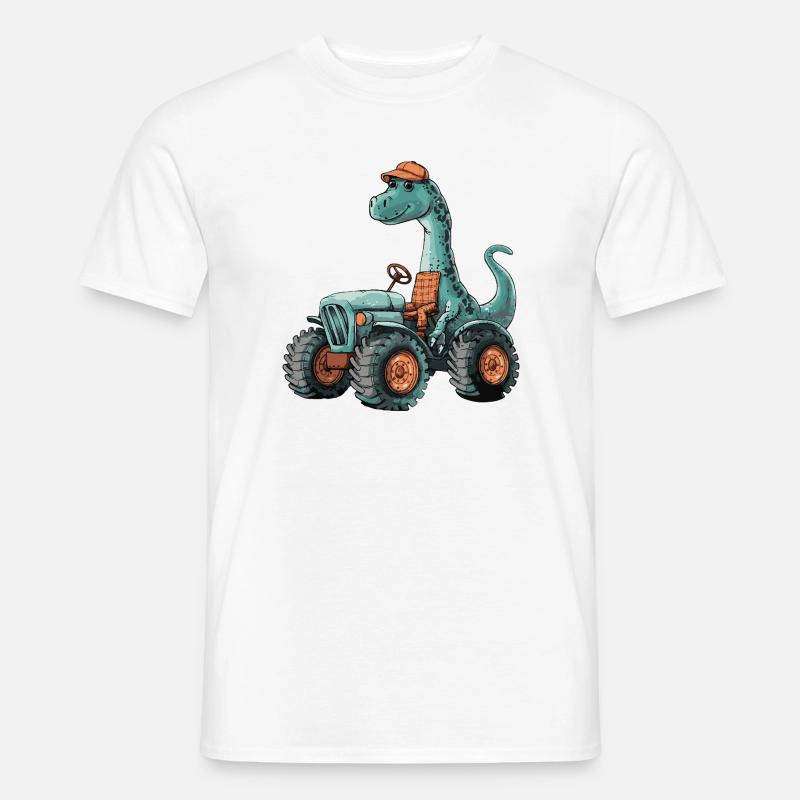 Dinosaurier brontosaurus Traktor Farmer - Männer T-Shirt - Weiß