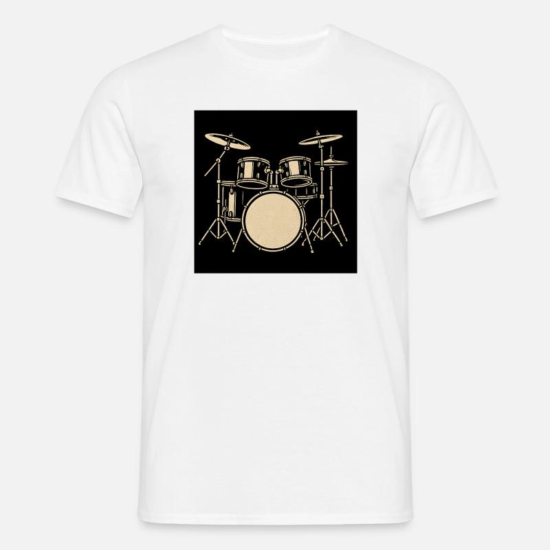 Schwarzsilbernes Drumset Illustration - Männer T-Shirt - Weiß