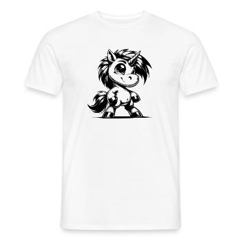Kleiner Held auf vier Hufen und einem Zauberhorn - Männer T-Shirt - Weiß - Vorne - AI Model Male 178 dark (178cm)