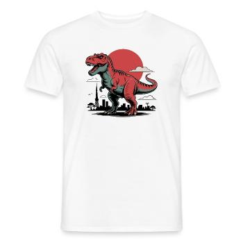 Horizon de la ville avec T-Rex et soleil en arrière-plan - T-shirt homme - blanc - Devant - AI Model Male 178 dark (178cm)