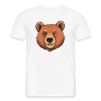 Winking Bear Cartoon - Men's T-Shirt - white - Front - AI Model Male 178 dark (178cm)