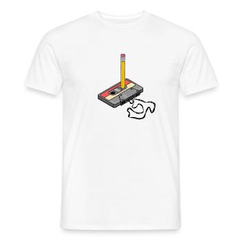 Nostalgia Retro Kassettenband Bleistift 2000 Vibes - Männer T-Shirt - Weiß - Vorne - AI Model Male 178 dark (178cm)