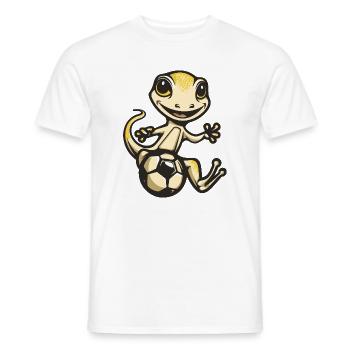 Gecko kicks soccer - Men's T-Shirt - white - Front - AI Model Male 178 dark (178cm)