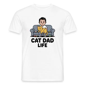Cat Dad Life on the Sofa - Men's T-Shirt - white - Front - AI Model Male 178 dark (178cm)