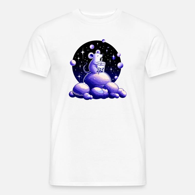 Mondträume Maus mit Bubble Tea - Männer T-Shirt - Weiß